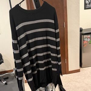 Maurices Black and Gray Striped Crewneck Sweater